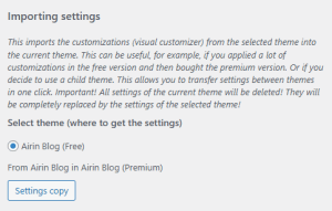 Import theme settings (Airin Blog)