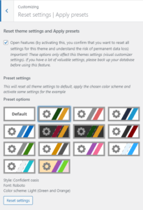 Reset theme settings and apply presets (Airin Blog)